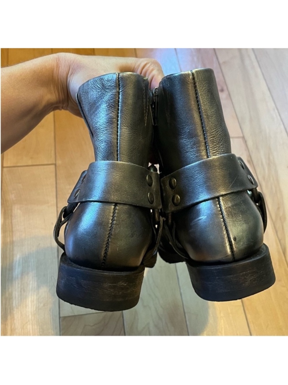 Frye Veronica Harness Silver Leather Ankle Boots size seven (7) - Picture 7 of 12